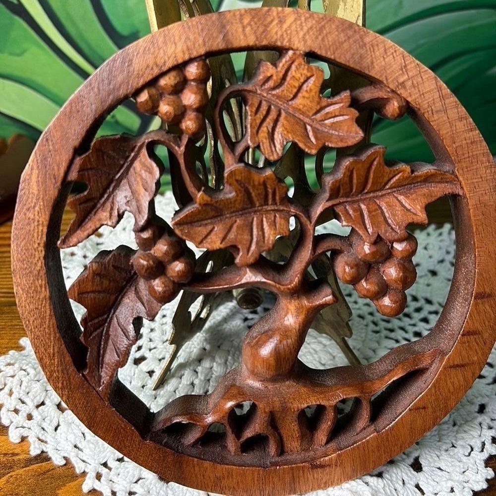 Wood Carved Tree of Life Circle Wood Wall Plaque